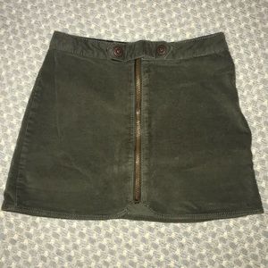 Girls army green denim skirt